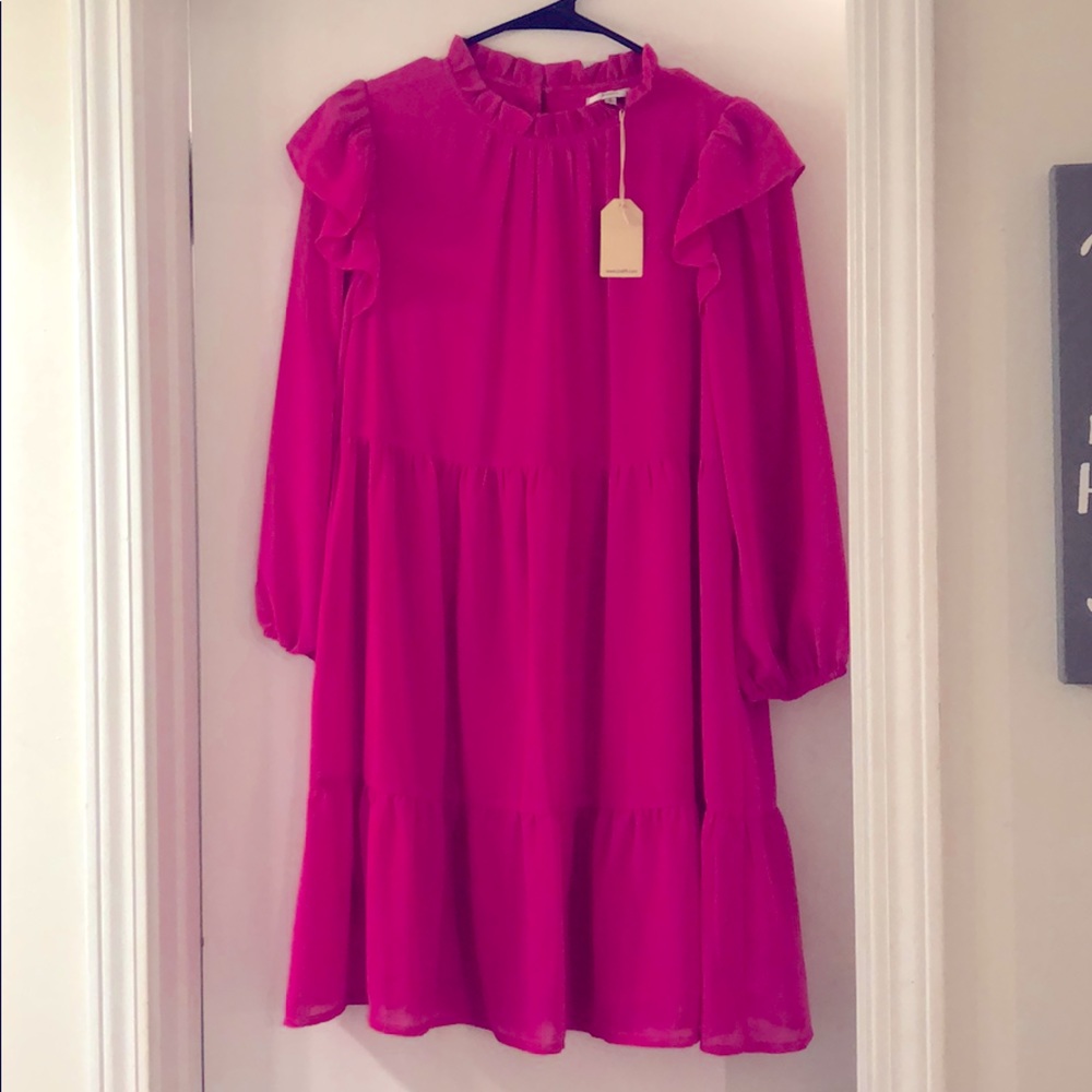 Beautiful tiered & lined fuchsia hot pink dress!
